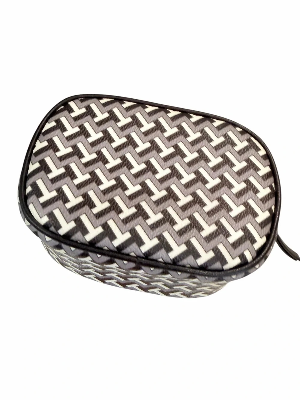 Tory Burch T-Zag Cosmetic Make-up Jewelry Bag Case Geometric Pattern NWOT